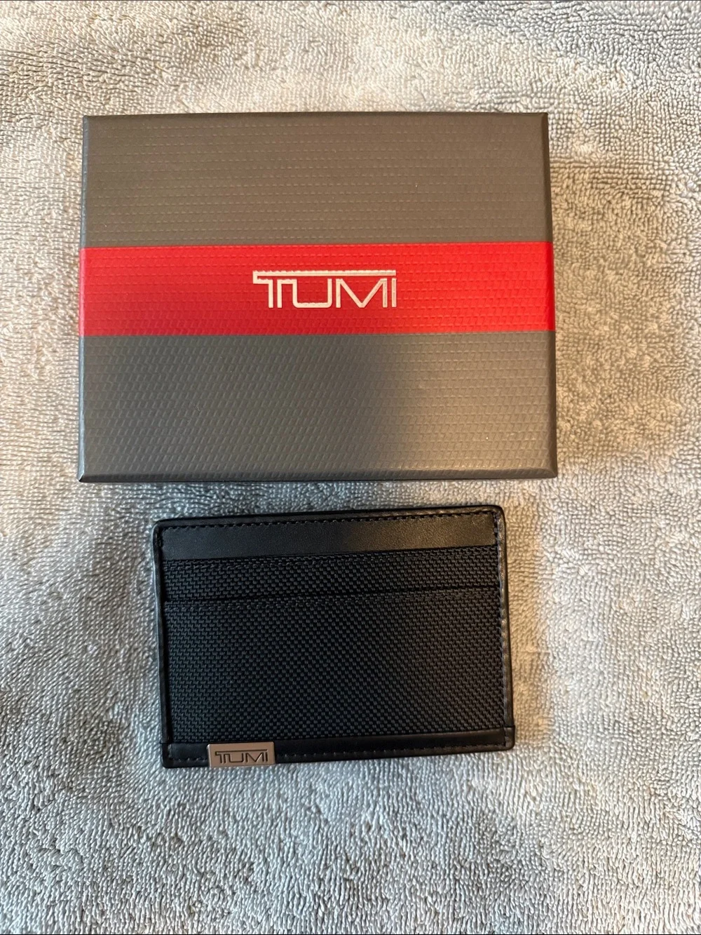 Tumi Black Card & ID Holder with Red Logo Window
